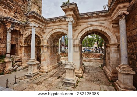 View Of Hadrian's Gate In Old City Of Antalya