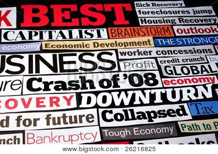 Titulky novin a časopisů podrobně hospodářské recese a zotavení