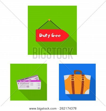 Vector Design Of Airport And Airplane Icon. Collection Of Airport And Plane Vector Icon For Stock.