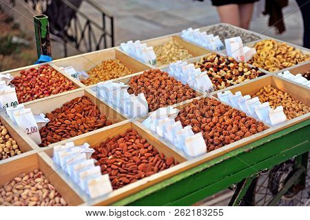 Assortie Of Nuts, Food Market Stall