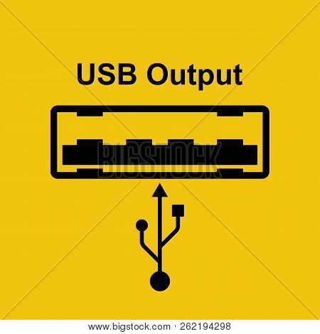 Usb Output Sign. Icon For Connecting Gadgets To Computer Network For Charging And Modern Devices. Ve