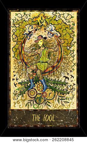 Fool. Major Arcana Tarot Card. The Magic Gate Deck. Fantasy Graphic Illustration With Occult Magic S