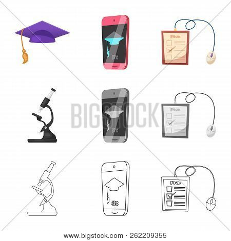 Vector Illustration Of Education And Learning Icon. Set Of Education And School Vector Icon For Stoc
