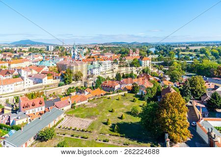 Aerial View Of Litomerice From Cathedral Bell Tower On Sunny Summer Day, Czech Republic