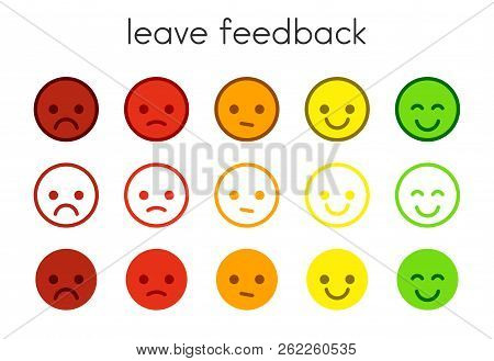 Leave Feedback. Satisfaction Scales With Color Smileys Buttons.