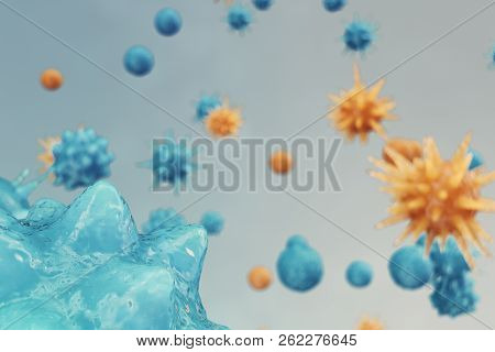 Abstract Background Virus. The Concept Of Science And Medicine, Reducing Immunity In The Body. Influ