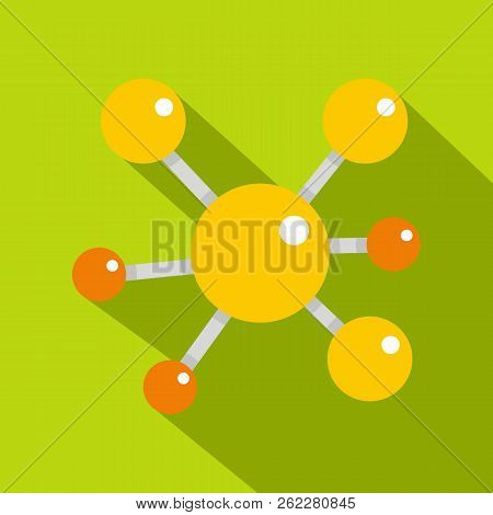 Yellow Molecular Model Icon. Flat Illustration Of Yellow Molecular Model Icon For Web