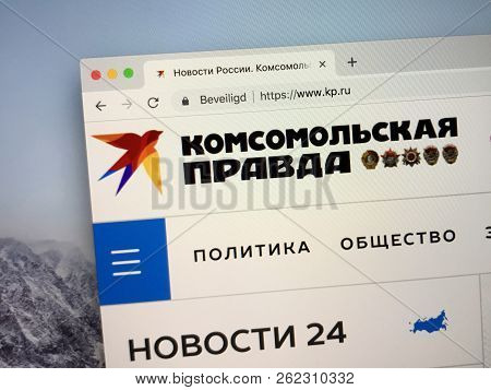 Amsterdam, Netherlands - October 9, 2018: Website Of Russian Newspaper Komsomolskaya Pravda.