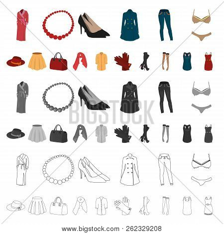 Women S Clothing Cartoon Icons In Set Collection For Design.clothing Varieties And Accessories Vecto