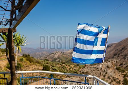 Viewpoint In The Mountains Of Crete, Greece