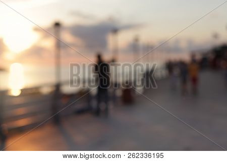 Abstract tropical seafront light blur blinking background. Soft focus. 