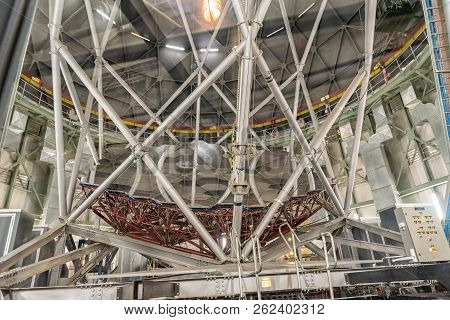 Sutherland, South Africa, August 7, 2018: The 11-meter Reflector Of The Salt Telescope, Consisting O