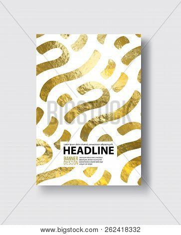 Gold Geometric Cardon White Background. Simple Banner Design.