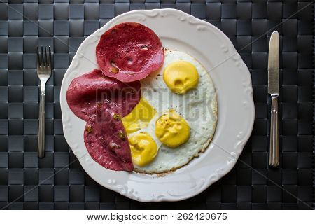 Fried Eggs With Bacon / Concept Backround