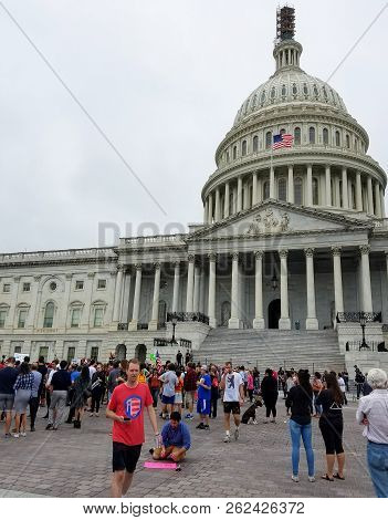 Washington, Dc - October 06, 2018: Protesters At The Capitol Building During The Senate Vote For The