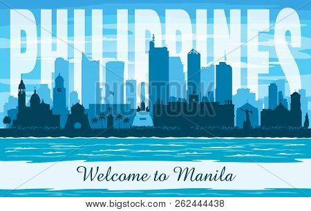 Manila Philippines City Skyline Vector Silhouette