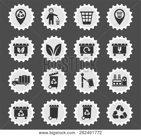 Garbage Web Icons Stylized Postage Stamp For User Interface Design