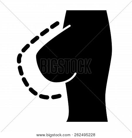 Breast Enlarge Solid Icon. Brest Augmentation Vector Illustration Isolated On White. Plastic Surgery