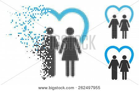 Marriage Icon In Disappearing, Dotted Halftone And Undamaged Solid Versions. Points Are Composed Int