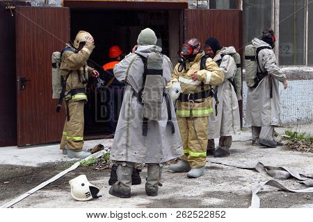 Surgutskaya Gres-2, Surgut, Russia, 24.07.2012. Exercises Of Rescuers At A Chemical Plant To Save Th