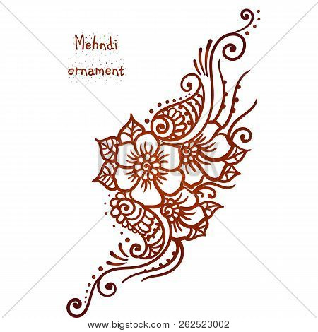 Vector Ethnic Mehndi Pattern Template For Mehndi Ornament Hand Drawn Detailed Outline Pattern Ornamental Flowers Set Indian Style Ornaments Floral Mehndi Ornamental Elements Henna Illustration Poster Id