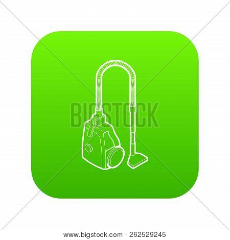 Vacuum Cleaner Icon Green Vector Isolated On White Background