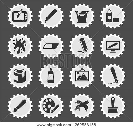 Graphic Editor Tools Web Icons Stylized Postage Stamp For User Interface Design