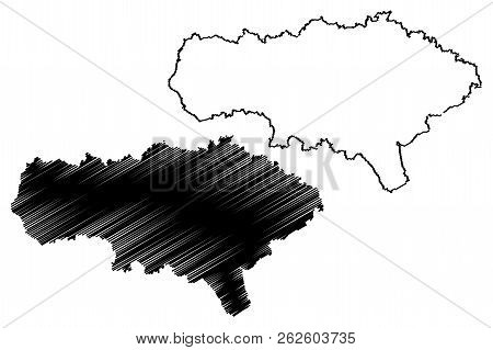 Saratov Oblast (russia, Subjects Of The Russian Federation, Oblasts Of Russia) Map Vector Illustrati