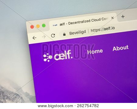 Amsterdam, Netherlands - October 12, 2018: Website Of Aelf, Coin, A Digital Cryptocurrency Based On 
