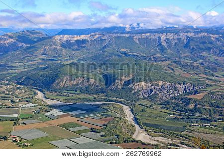Valley In The French Alps From The Chabre Mountain