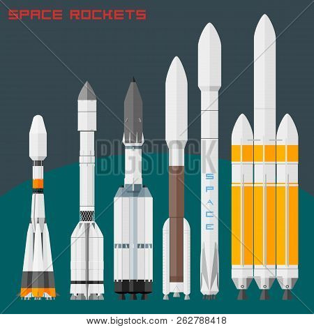 Space Rockets Set . Comparative Size Cargo And Universal Rockets In The World.