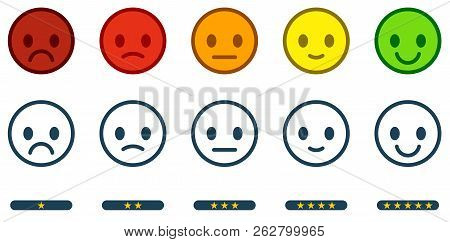 Leave Feedback. Satisfaction Scale With Color Smileys Buttons An