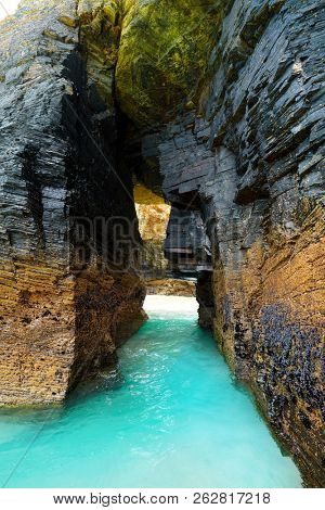 Playa las catedrales Catedrais beach in Ribadeo Galicia of Lugo Spain