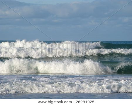 큰 대서양 파도, 채 플 Porth, 콘월 영국.