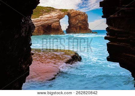 Playa las catedrales Catedrais beach in Ribadeo Galicia of Lugo Spain