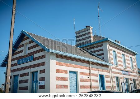 Architectural Detail Of The Small Montaigu Train Station