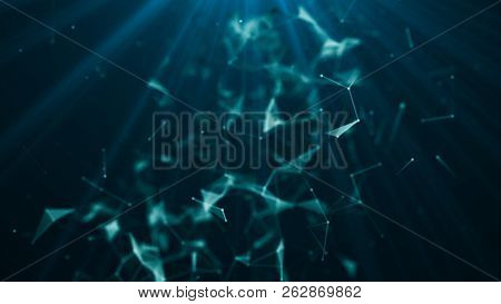 Big Data Visualization. Science Background. Big Data Complex With Compounds. Lines Plexus