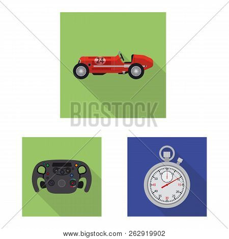 Vector Illustration Of Car And Rally Logo. Collection Of Car And Race Vector Icon For Stock.