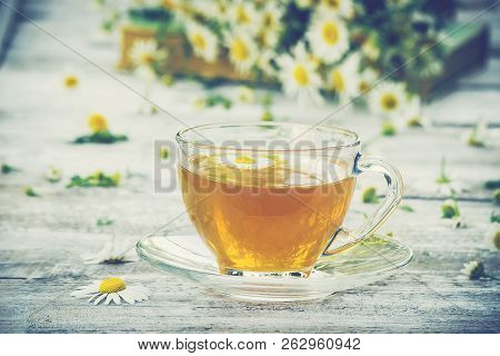 Tea With Chamomile. Selective Focus. Food And Drink.