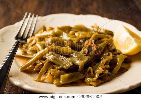 Turkish Food Green Beans With Olive Oil / Zeytinyagli Fasulye.