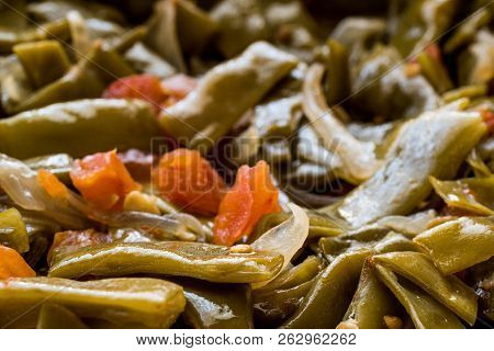 Turkish Green Beans With Olive Oil / Zeytinyagli Fasulye. Traditional Food.