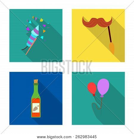 Isolated Object Of Party And Birthday Logo. Set Of Party And Celebration Stock Symbol For Web.
