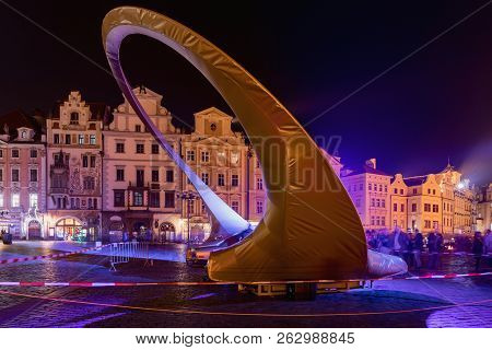 Prague, Cz - October 11, 2018: Together, In Parallel. The Basis Of This Film-sculptural Object Is A 