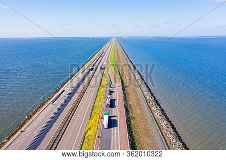 Aerial from the Afsluitdijk in the north of the Netherlands