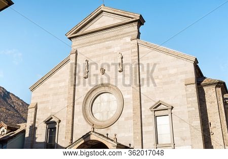 Facade Of The Church Of Saints Gervasio And Protasio, Domodossola, Italy.