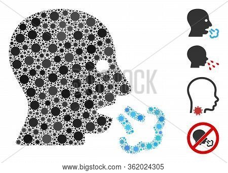 Mosaic Sneeze United From Flu Virus Icons In Different Sizes And Color Hues. Vector Infection Items 