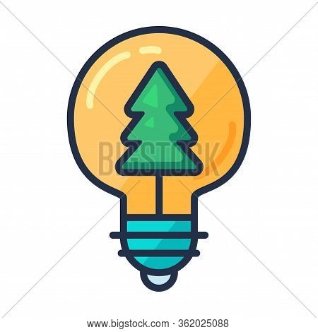 Ecology Idea Symbol With Green Tree In Light Bulb