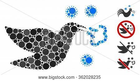 Mosaic Bird Flu Icon Constructed From Spheric Elements In Random Sizes, Positions And Proportions. V