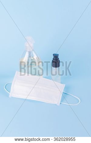 Protective Kit For Prevention Of Virus Infection, Gel Hand Sanitizer, White Surgical Mask, Antibacte