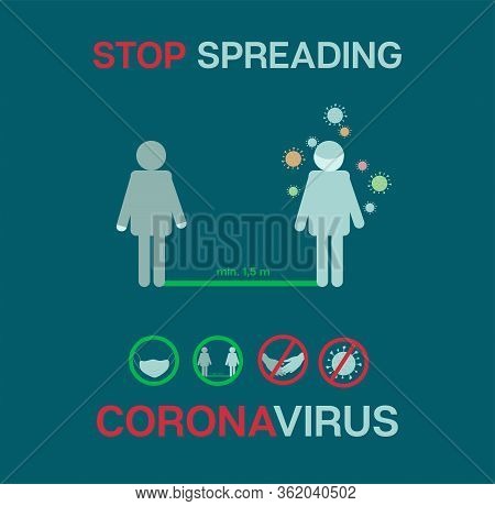 Stop Coronavirus Quarantine Banner. Covid-19 Prevention Infographic. Stop Coronavirus Cartoon Ncov 1